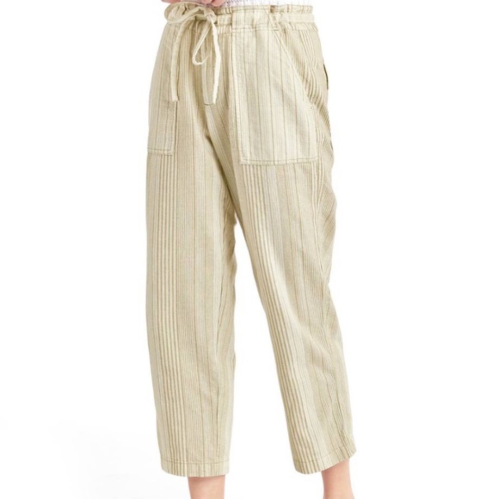 Gap Striped Tan Cream  Linen Pants